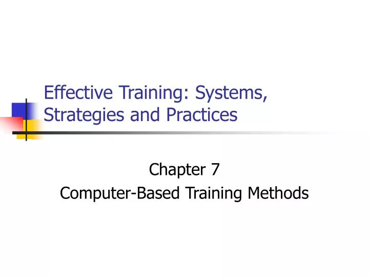 effective training systems strategies and practices