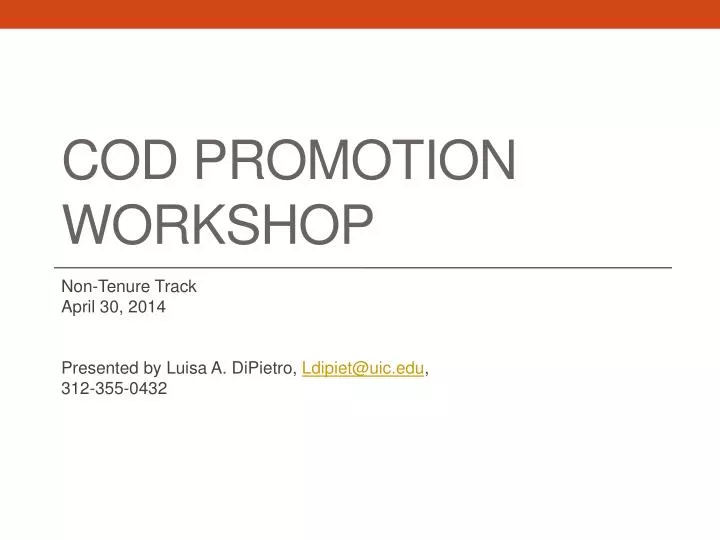 cod promotion workshop