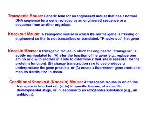 Transgenic Organisms