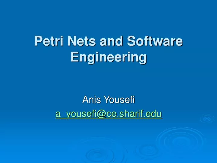 petri nets and software engineering