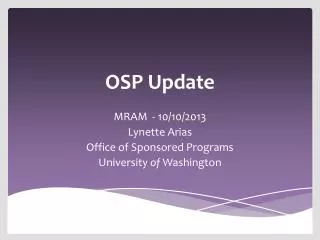 OSP Update