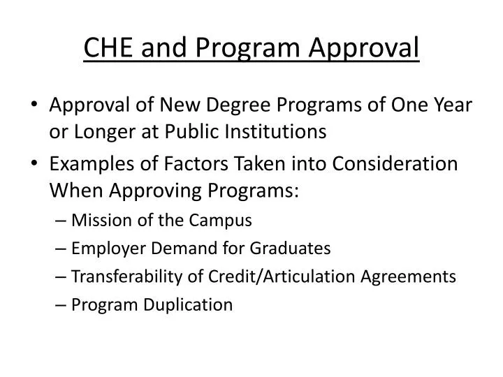 che and program approval