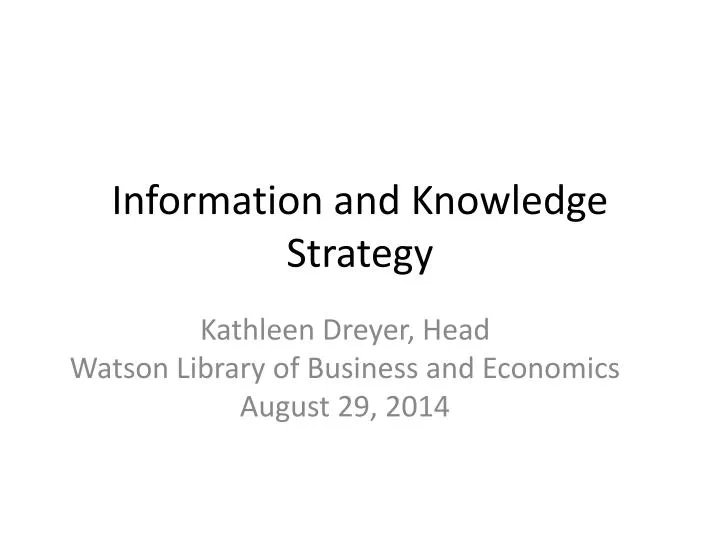 information and knowledge strategy