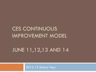 CES Continuous Improvement Model June 11,12,13 and 14