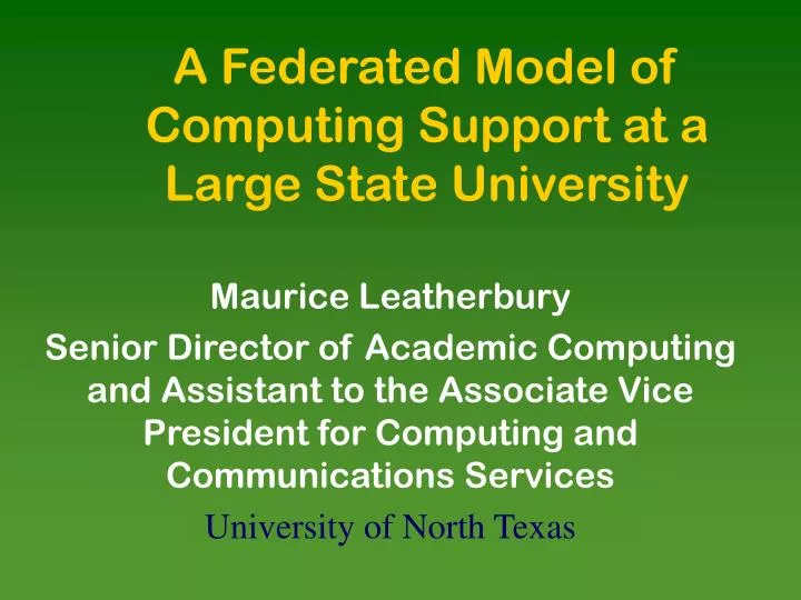 a federated model of computing support at a large state university