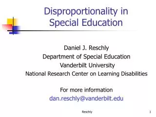 Disproportionality in Special Education