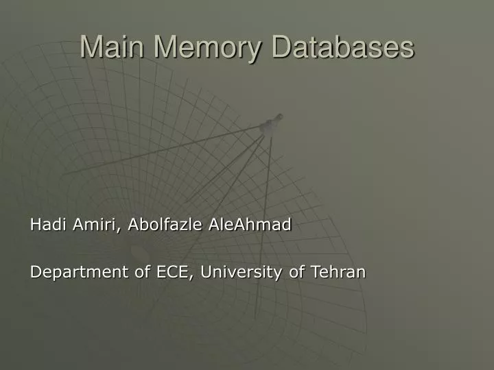 main memory databases