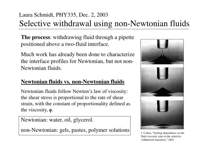 laura schmidt phy335 dec 2 2003 selective withdrawal using non newtonian fluids