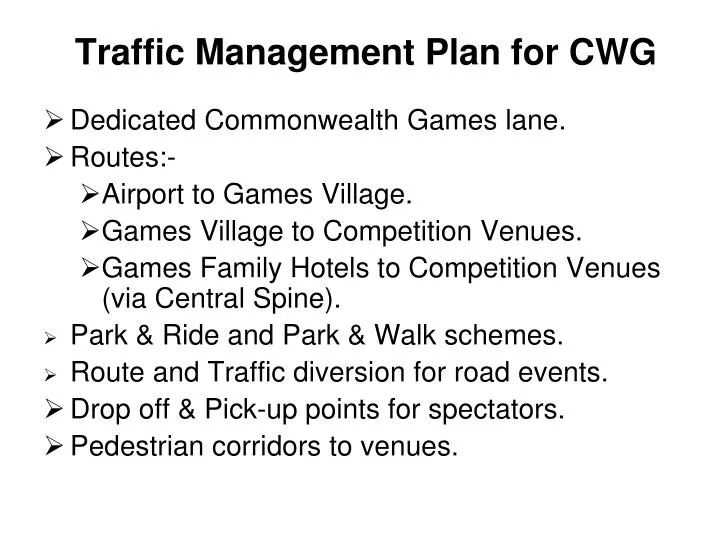 traffic management plan for cwg