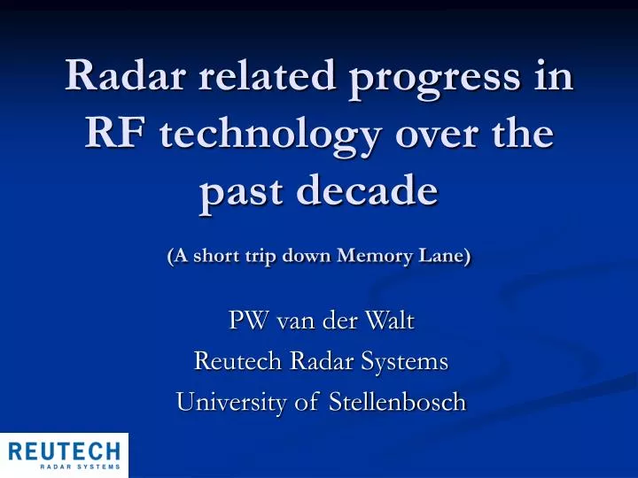 radar related progress in rf technology over the past decade a short trip down memory lane