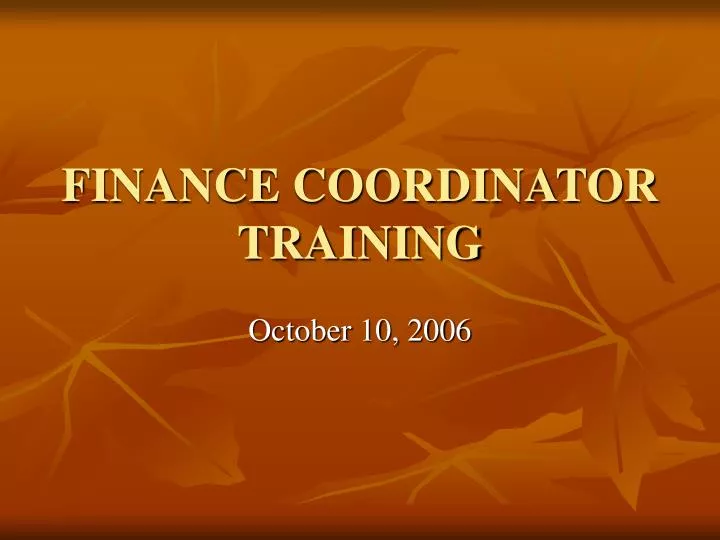 finance coordinator training