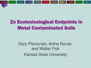 Zn Ecotoxicological Endpoints in Metal Contaminated Soils