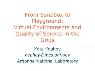 From Sandbox to Playground: Virtual Environments and Quality of Service in the Grids