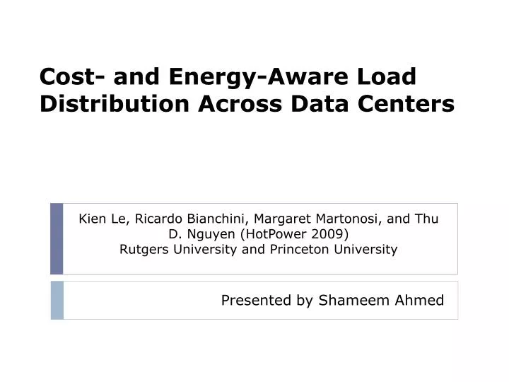 cost and energy aware load distribution across data centers