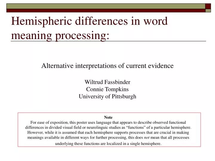hemispheric differences in word meaning processing