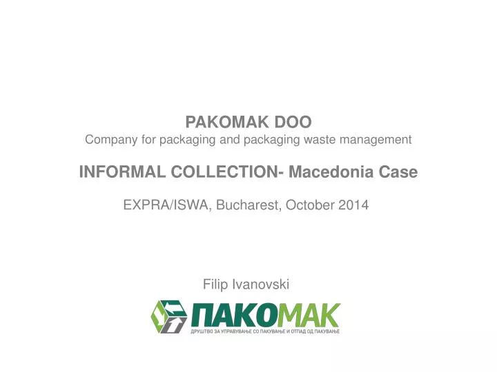 pakomak doo company for packaging and packaging waste management informal collection macedonia case