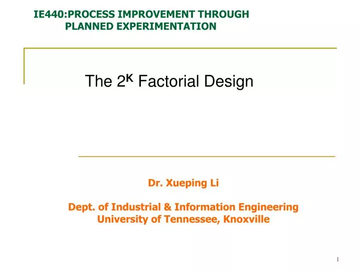 the 2 k factorial design