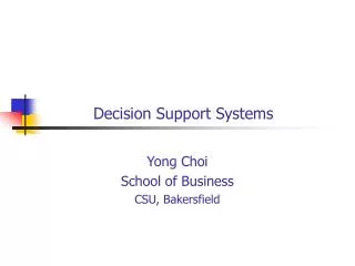 Decision Support Systems