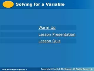 Solving for a Variable