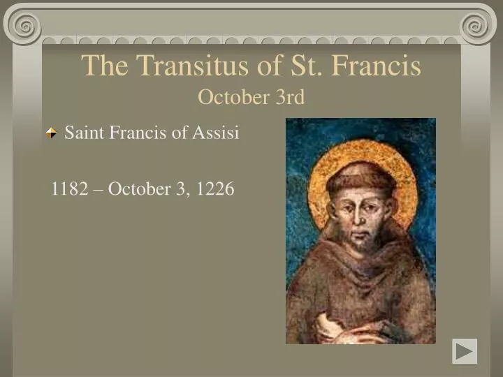 the transitus of st francis october 3rd