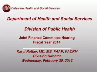 Department of Health and Social Services Division of Public Health