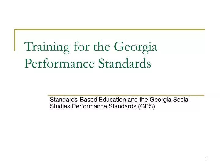 training for the georgia performance standards