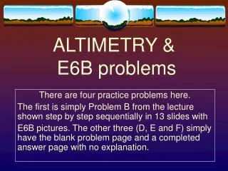 ALTIMETRY &amp; E6B problems