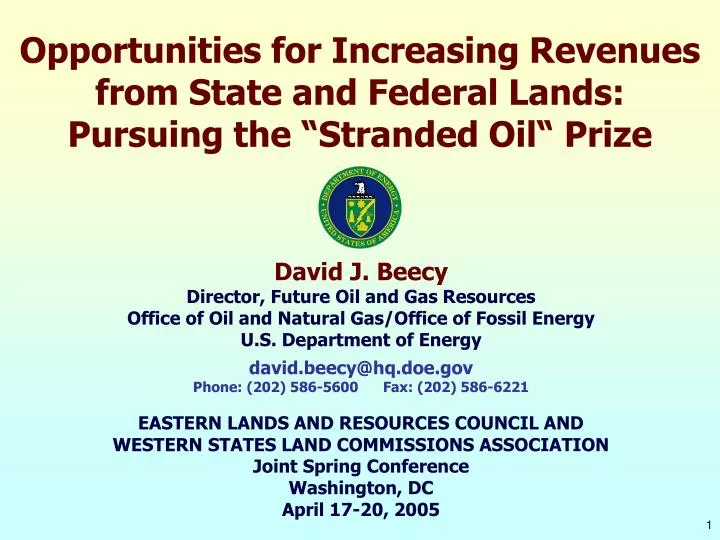 opportunities for increasing revenues from state and federal lands pursuing the stranded oil prize