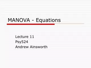 MANOVA - Equations