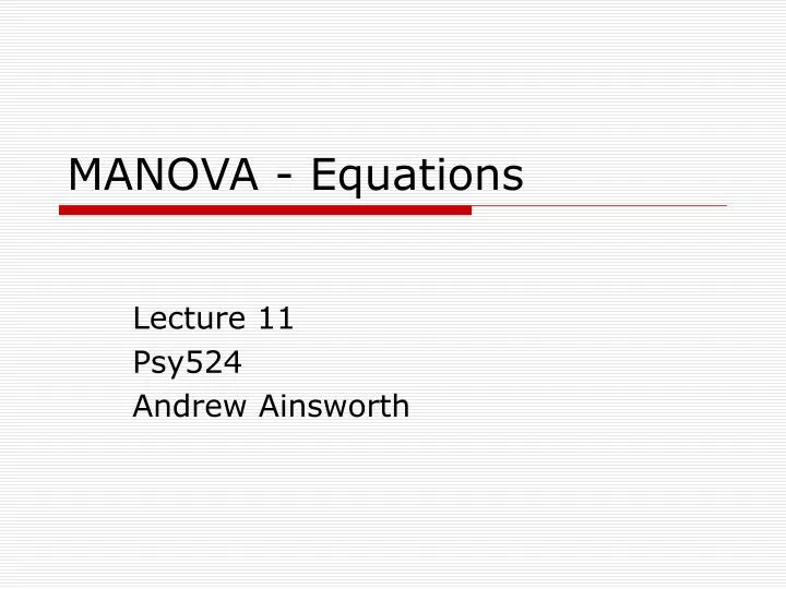 manova equations