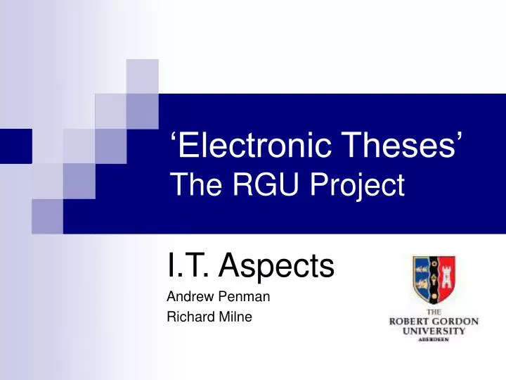 electronic theses the rgu project