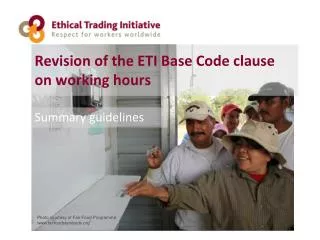 Revision of the ETI Base Code clause on working hours
