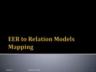 EER to Relation Models Mapping