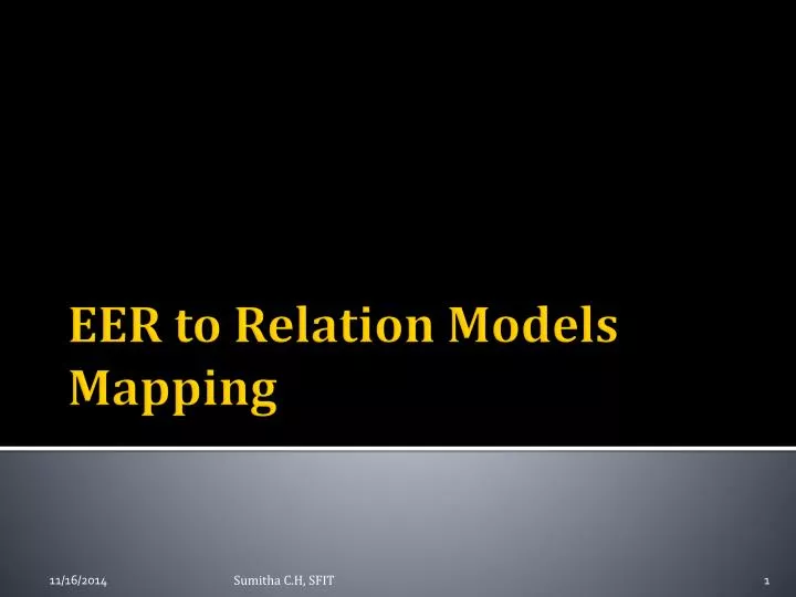 eer to relation models mapping