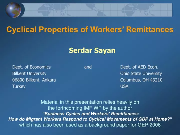 cyclical properties of workers remittances
