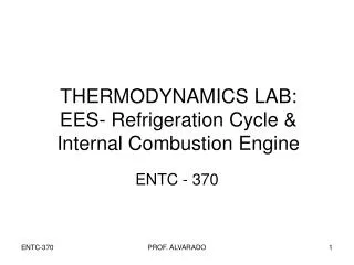 THERMODYNAMICS LAB: EES- Refrigeration Cycle &amp; Internal Combustion Engine