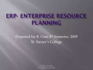 ERP- Enterprise Resource Planning