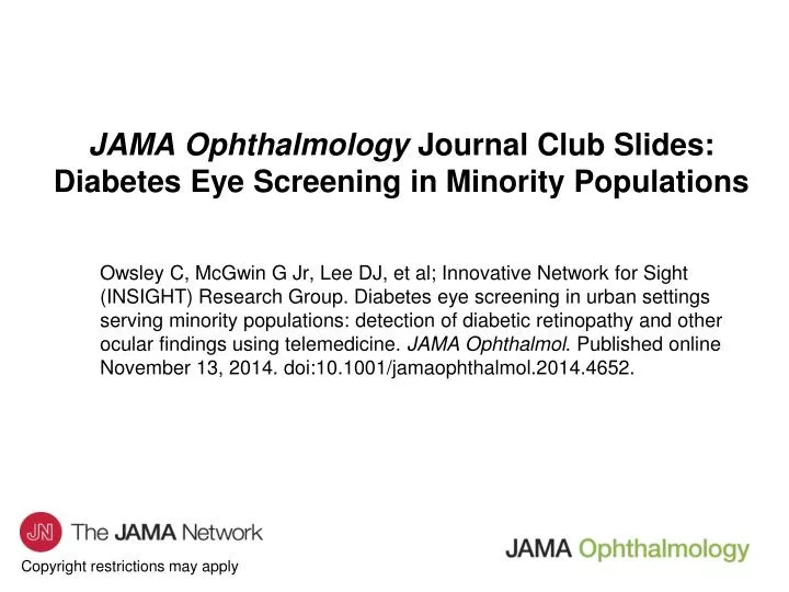 jama ophthalmology journal club slides diabetes eye screening in minority populations