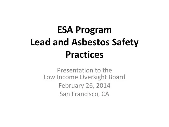 esa program lead and asbestos safety practices
