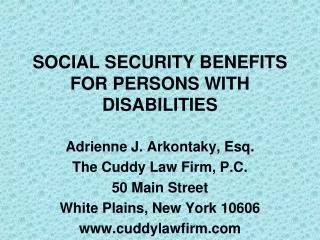 social security benefits for persons with disabilities