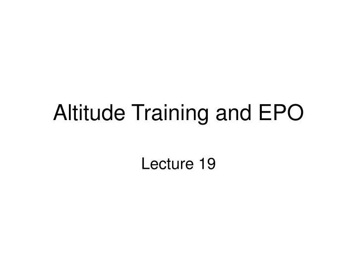 altitude training and epo