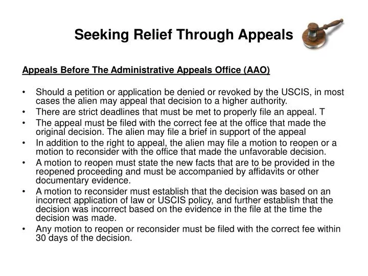 seeking relief through appeals