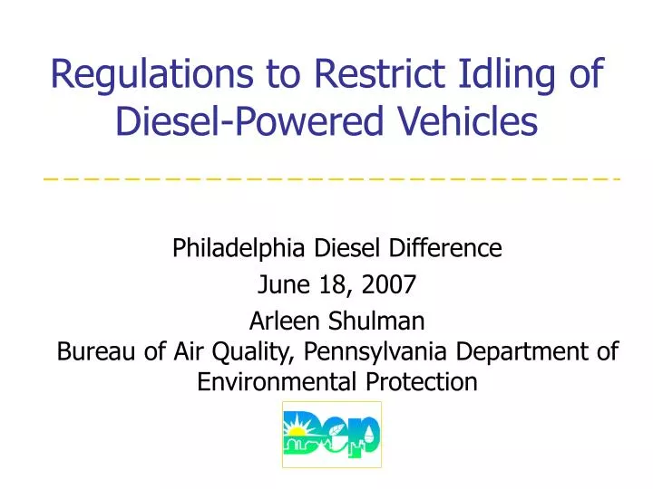 regulations to restrict idling of diesel powered vehicles