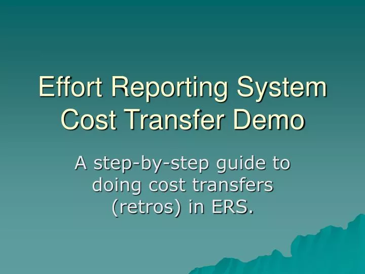 effort reporting system cost transfer demo