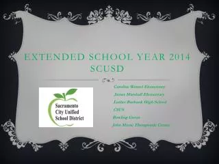 Extended School Year 2014 SCUSD