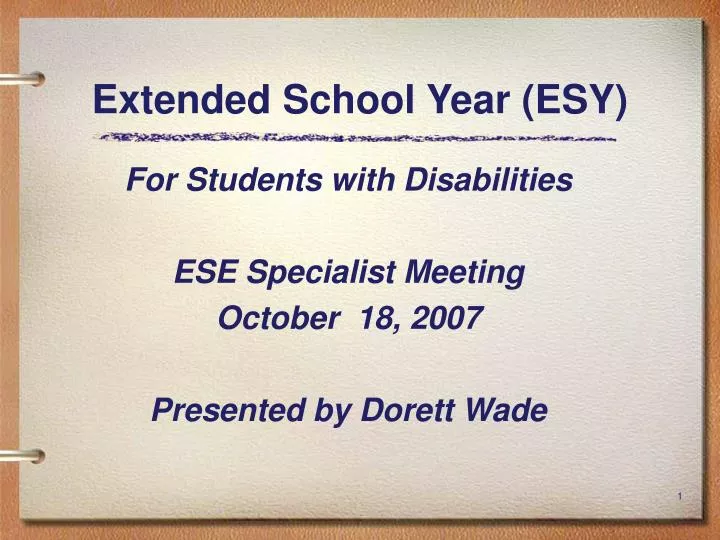 extended school year esy