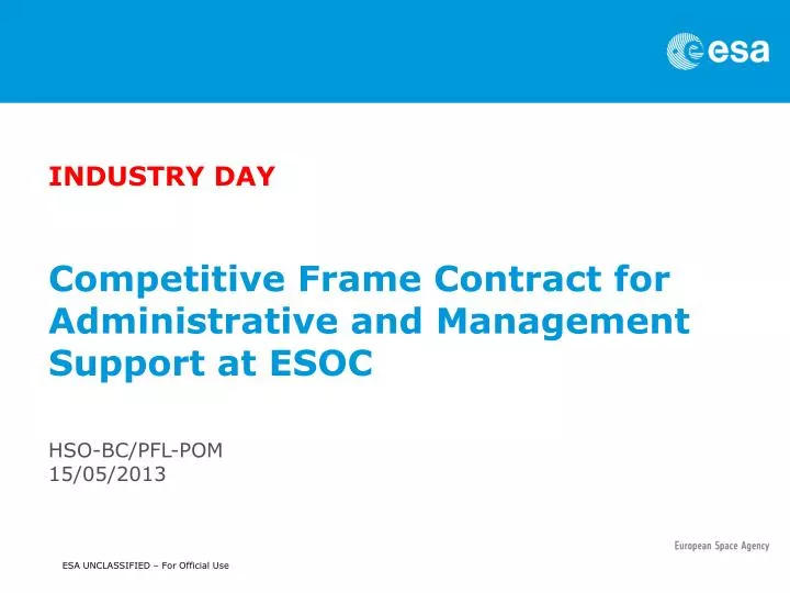 competitive frame contract for administrative and management support at esoc