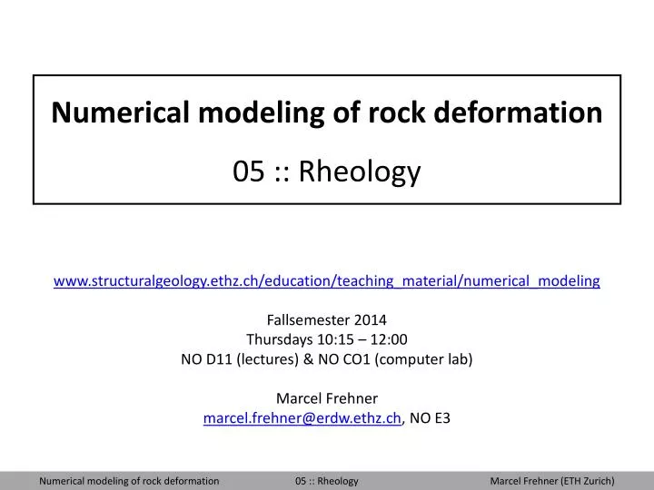 numerical modeling of rock deformation 05 rheology