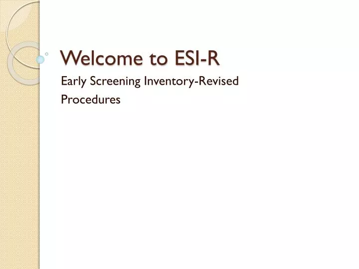welcome to esi r