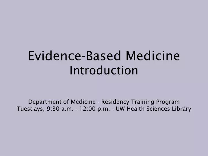 evidence based medicine introduction